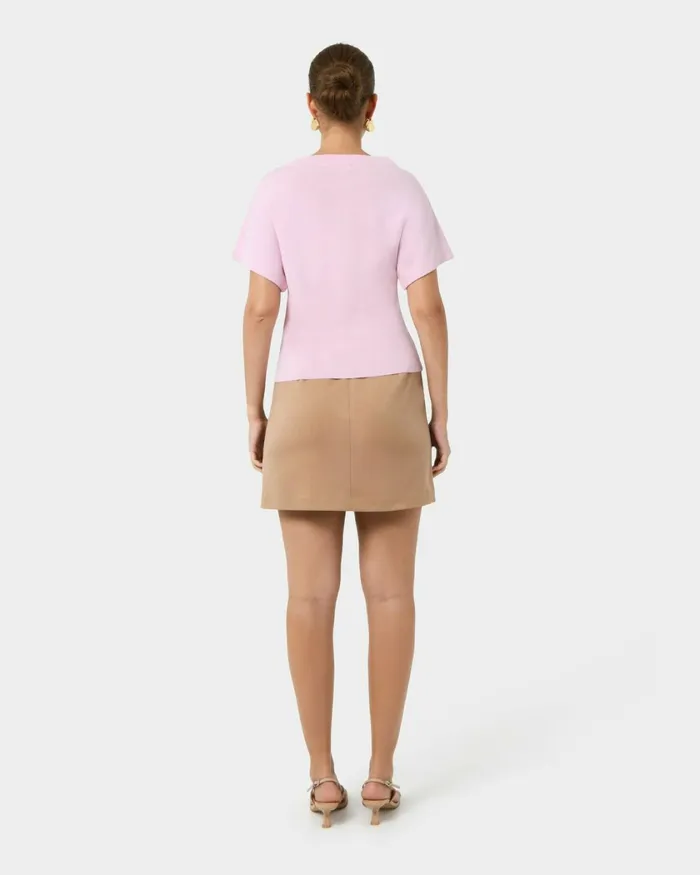 Forcast Jemma Relaxed Knit Top Pinkbeigeblack Women TShirts and Tops