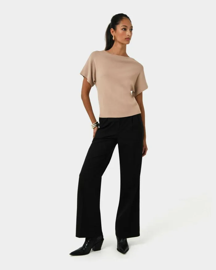 Forcast Jemma Relaxed Knit Top Pinkbeigeblack Women TShirts and Tops