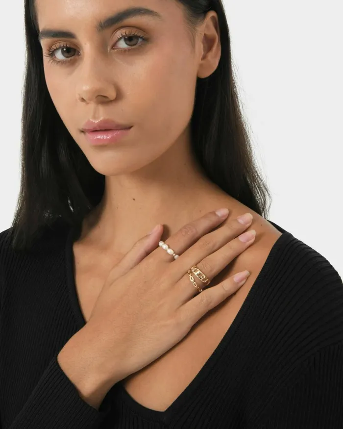 Forcast Jesslyn 3pc Rings Set Gold Women Rings
