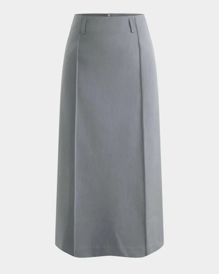 Forcast Joelle Column Skirt Grey Women Midi and Maxi Skirts