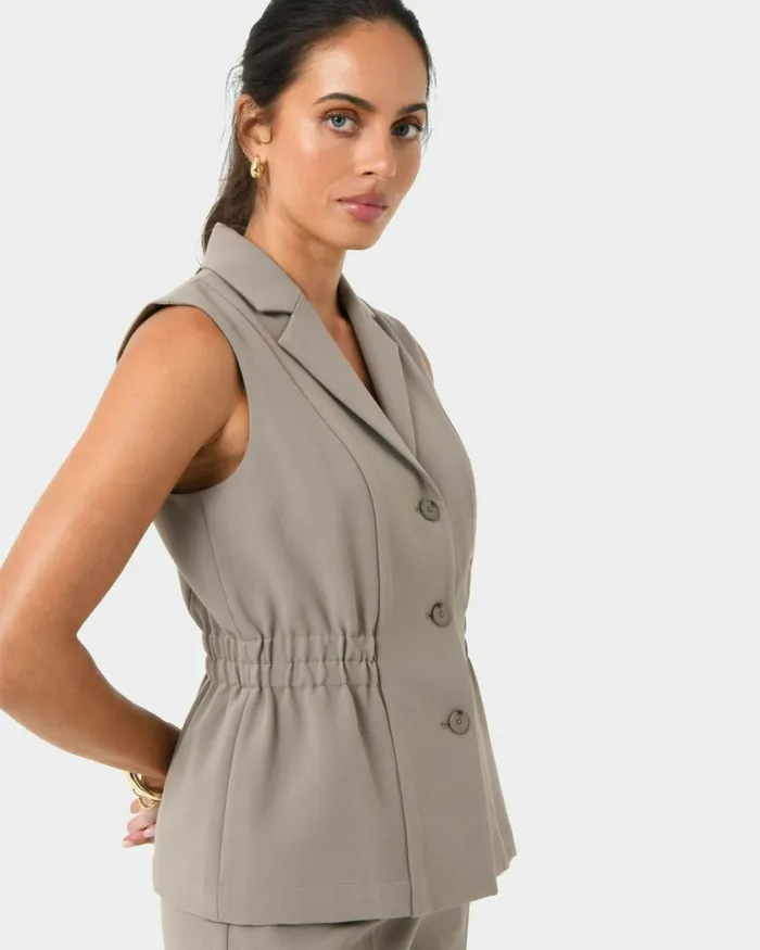 Forcast Jordy Longline Vest Stonebone Women TShirts and Tops
