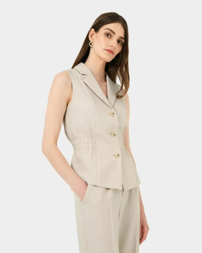 Forcast Jordy Longline Vest Stonebone Women TShirts and Tops