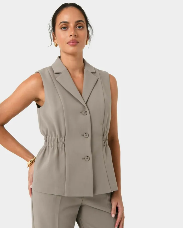 Forcast Jordy Longline Vest Stonebone Women TShirts and Tops