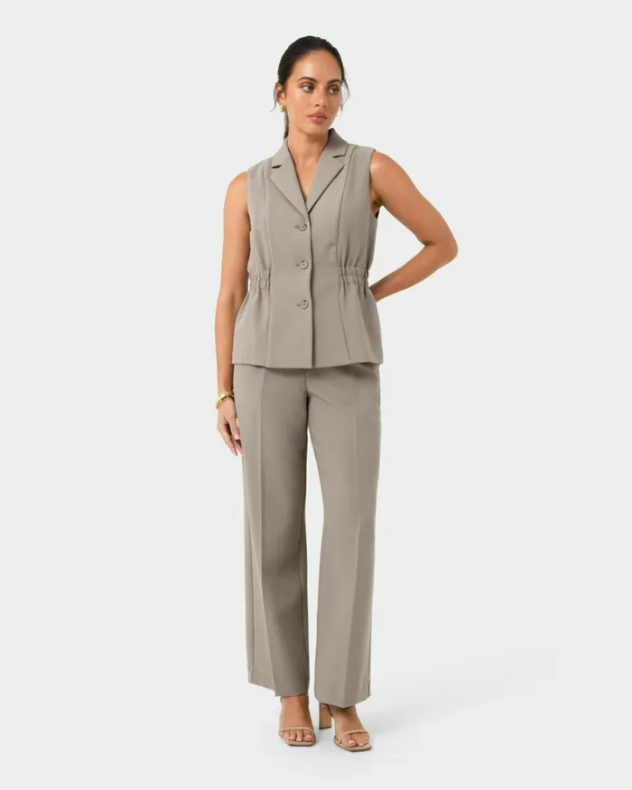 Forcast Jordy Relax Pants Stonebone Women HighWaisted Pants