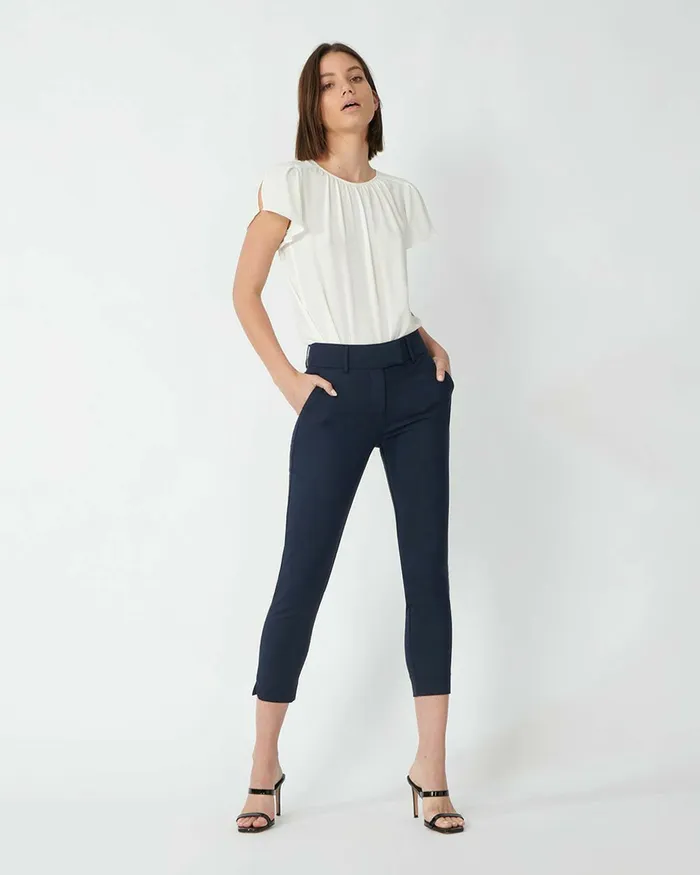 Forcast Josie Cropped Notch Pants Navy Women Cropped Pants