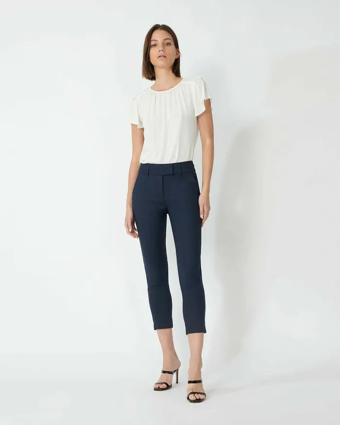 Forcast Josie Cropped Notch Pants Navy Women Cropped Pants