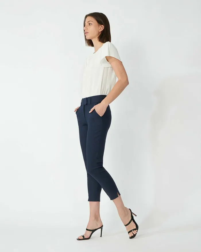 Forcast Josie Cropped Notch Pants Navy Women Cropped Pants