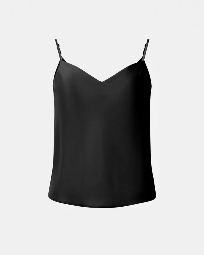 Forcast Joy Satin Vneck Cami Warm Taupeblack Women TShirts and Tops