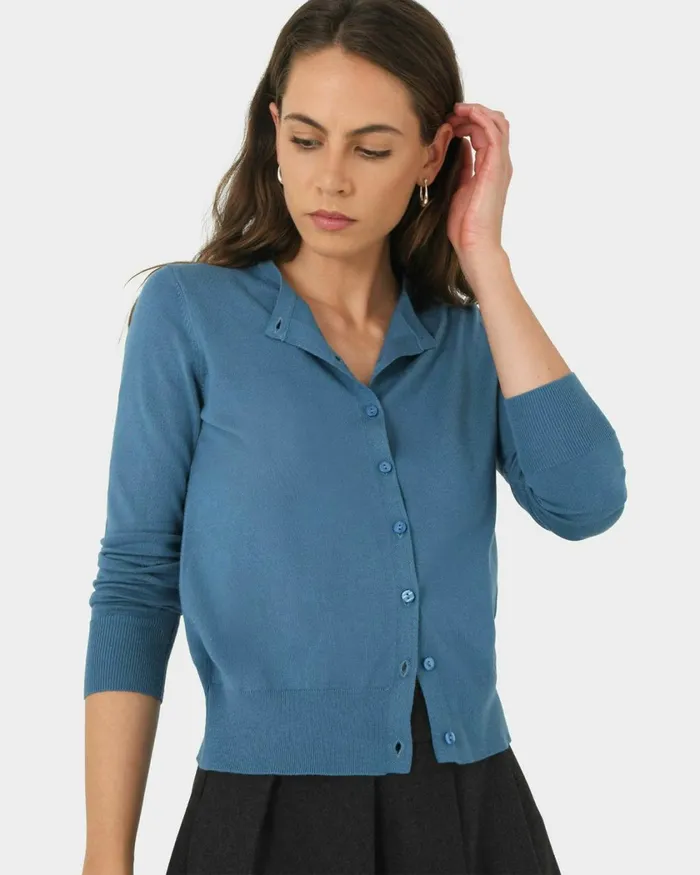 Forcast Joyce Knit Cardigan Blossomtrue Blueoriental Bluesand Beigeivorynavygreyblack Women TShirts and Tops