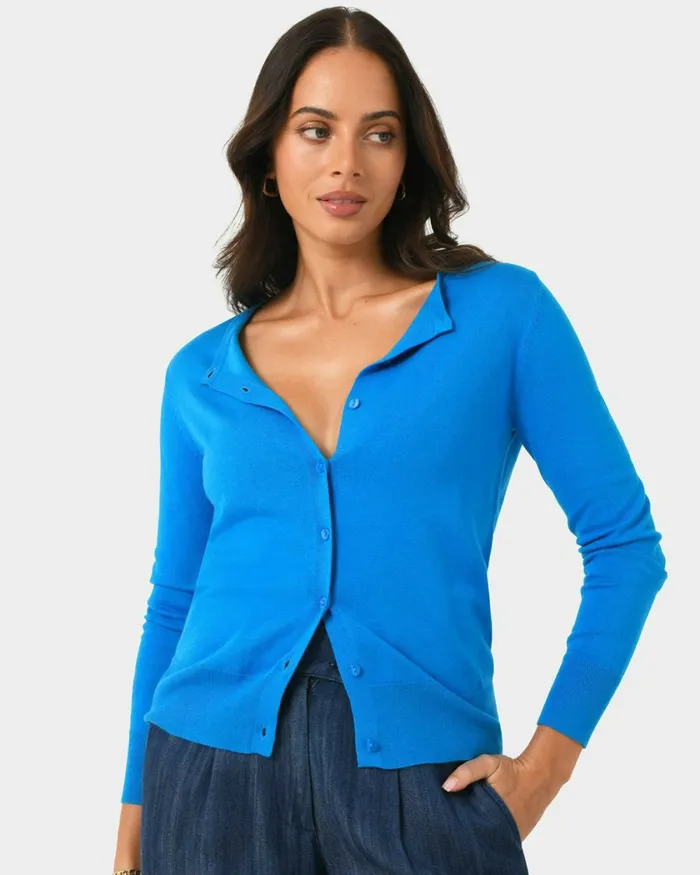 Forcast Joyce Knit Cardigan Blossomtrue Blueoriental Bluesand Beigeivorynavygreyblack Women TShirts and Tops