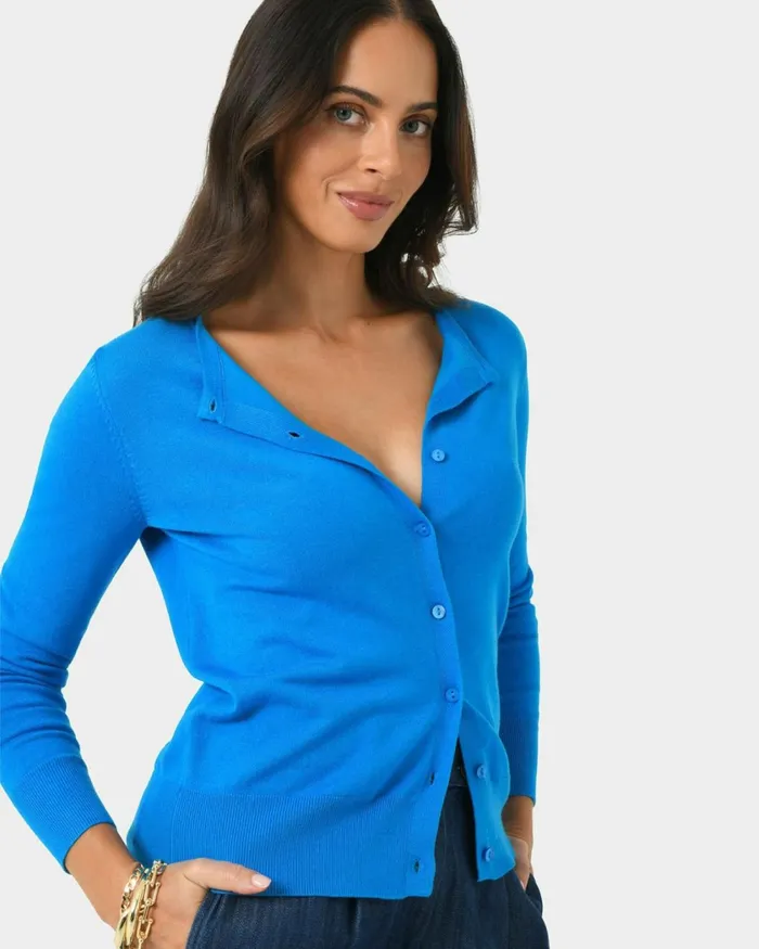 Forcast Joyce Knit Cardigan Blossomtrue Blueoriental Bluesand Beigeivorynavygreyblack Women TShirts and Tops