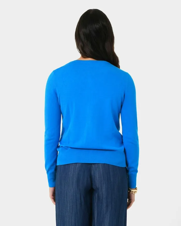 Forcast Joyce Knit Cardigan Blossomtrue Blueoriental Bluesand Beigeivorynavygreyblack Women TShirts and Tops