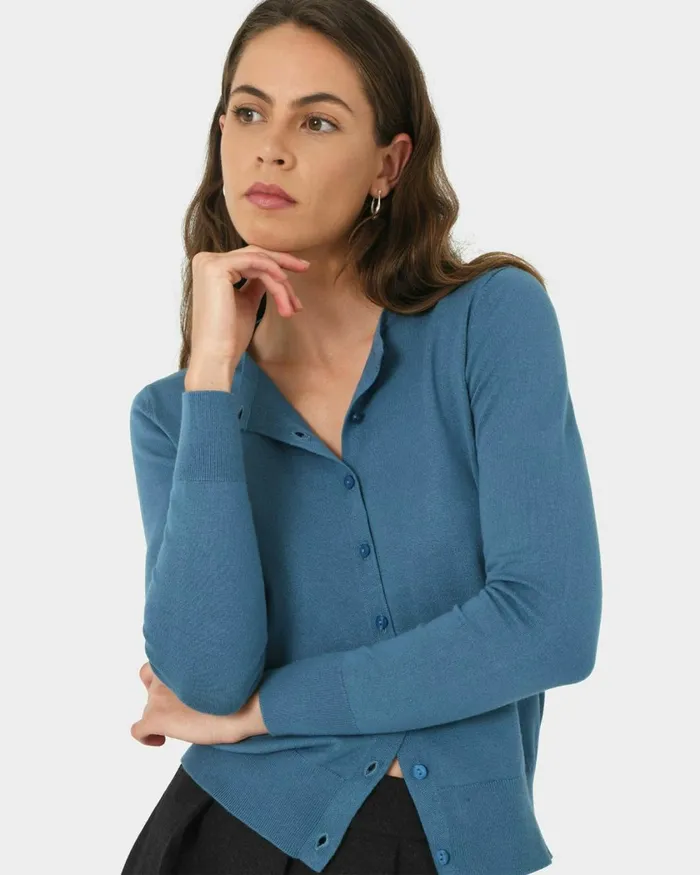 Forcast Joyce Knit Cardigan Blossomtrue Blueoriental Bluesand Beigeivorynavygreyblack Women TShirts and Tops
