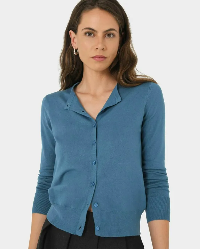 Forcast Joyce Knit Cardigan Blossomtrue Blueoriental Bluesand Beigeivorynavygreyblack Women TShirts and Tops
