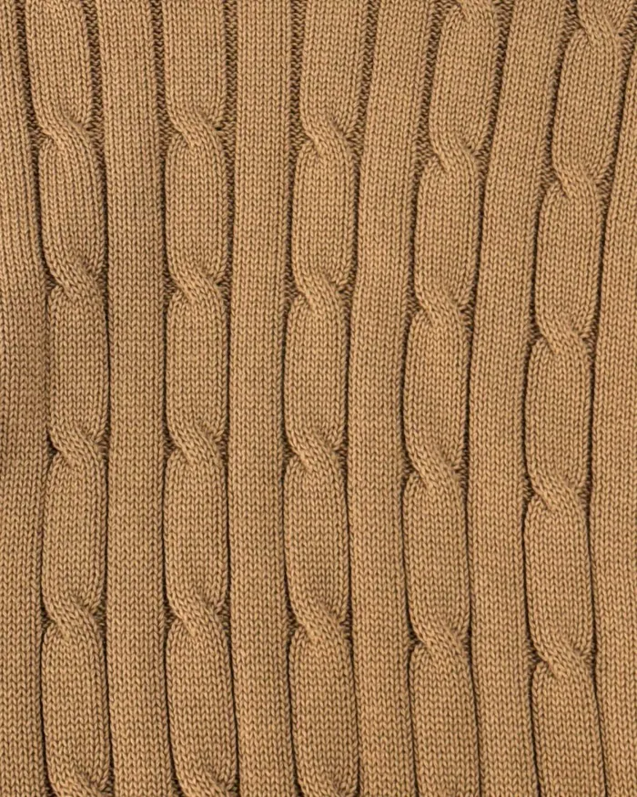Forcast Juanita Cotton Cable Knit Toffeepowder Bluegrey Women Long Sleeve Tops