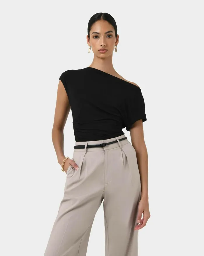 Forcast Julie Adjustable Leather Belt Black Women Belts