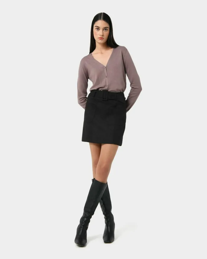 Forcast Julie Faux Suede Mini Skirt Black Women Mini Skirts
