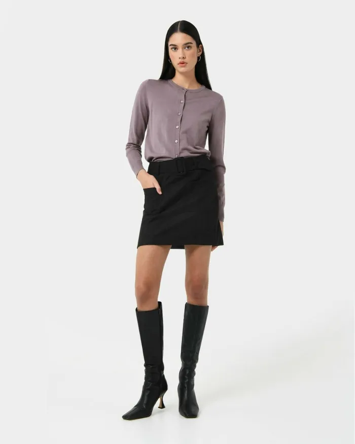Forcast Julie Faux Suede Mini Skirt Black Women Mini Skirts