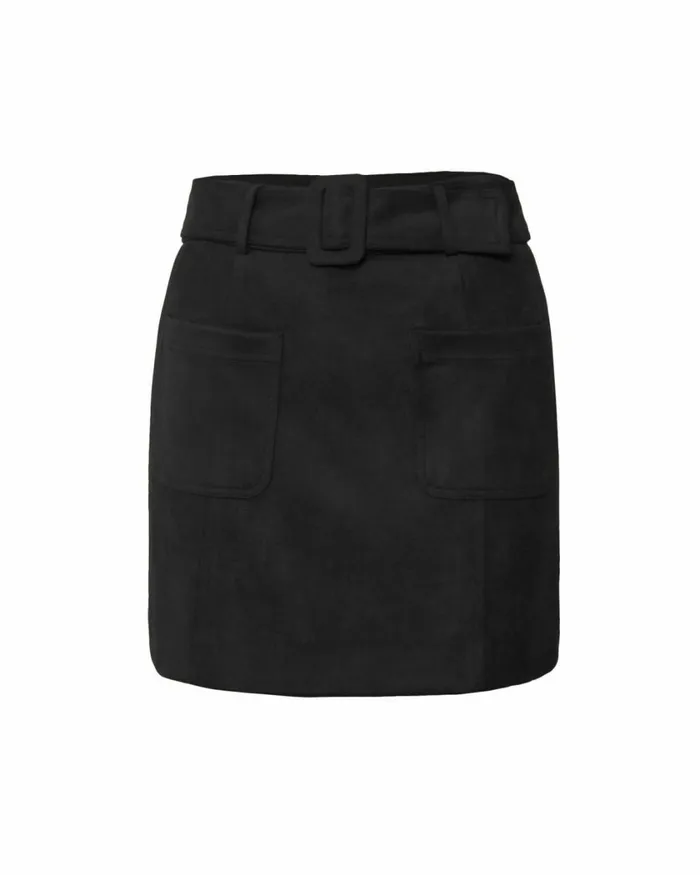 Forcast Julie Faux Suede Mini Skirt Black Women Mini Skirts