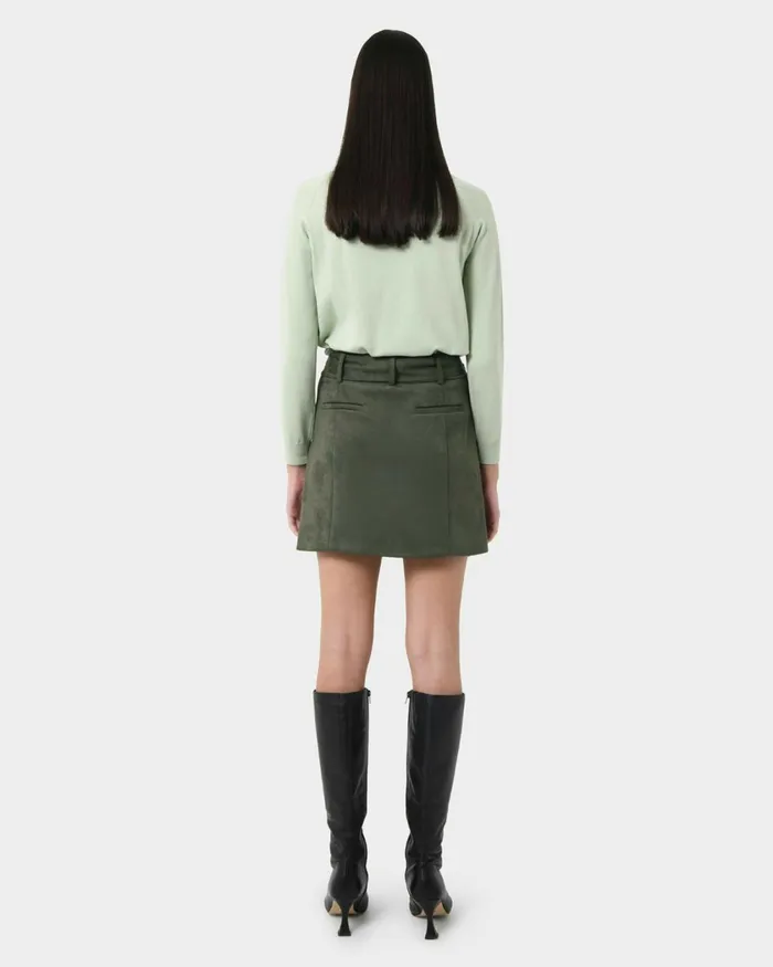 Forcast Julie Faux Suede Mini Skirt Camelolive Khaki Women Mini Skirts