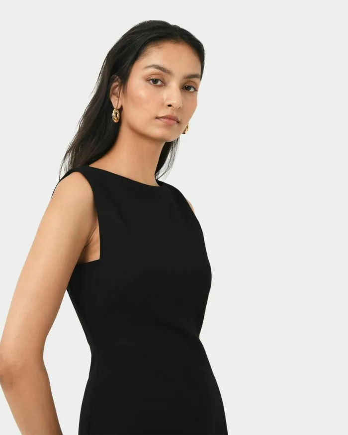 Forcast Juno Ponte Fitted Dress Black Women Midi Dresses