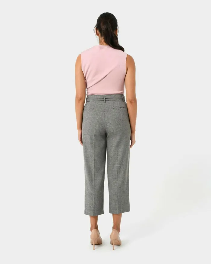 Forcast Kai Checked Crop Pants Women Cropped Pants