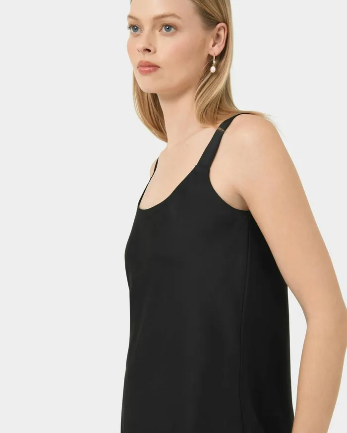 Forcast Kalena Satin Cami Top Dark Camelblack Women TShirts and Tops