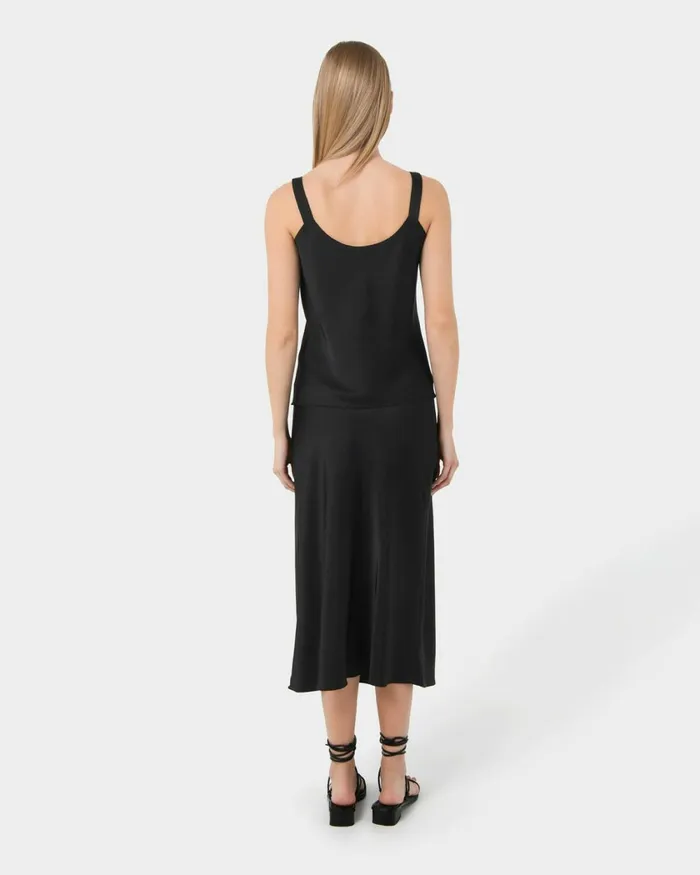 Forcast Kalena Satin Cami Top Dark Camelblack Women TShirts and Tops