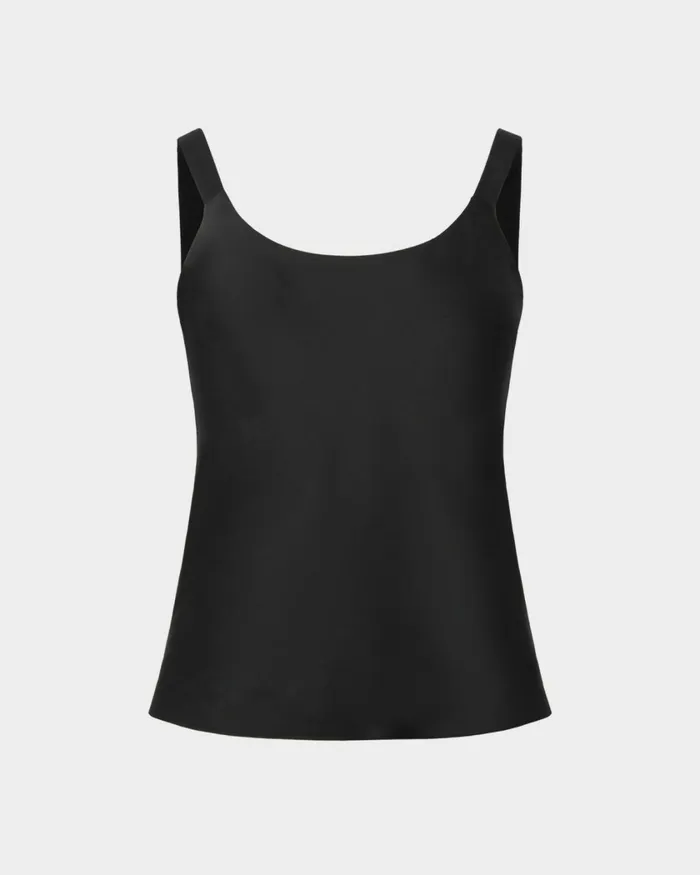 Forcast Kalena Satin Cami Top Dark Camelblack Women TShirts and Tops