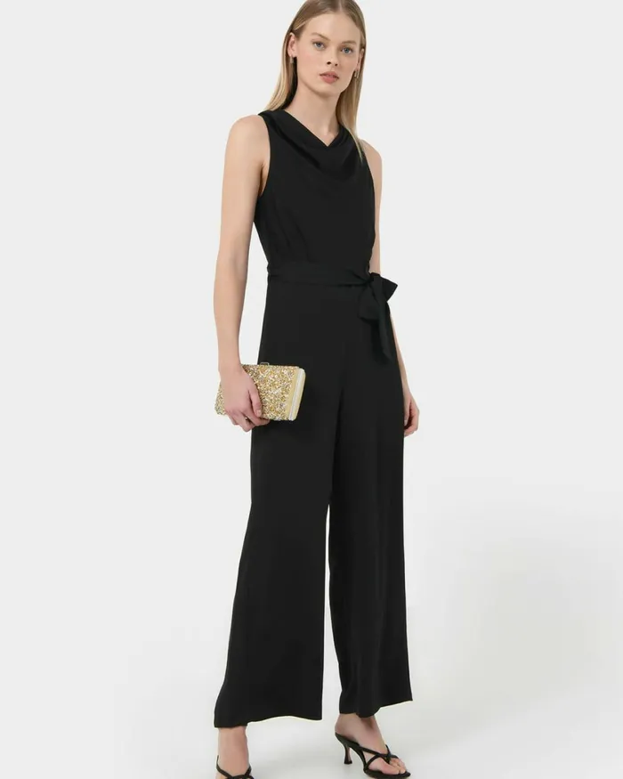 Forcast Kalista Cowl Neck Jumpsuit Black Women Modest