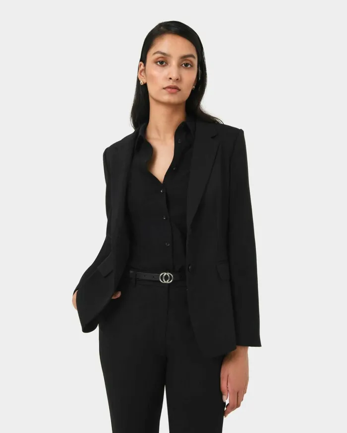 Forcast Karlie Single Breasted Blazer Black Women Jackets and Blazers