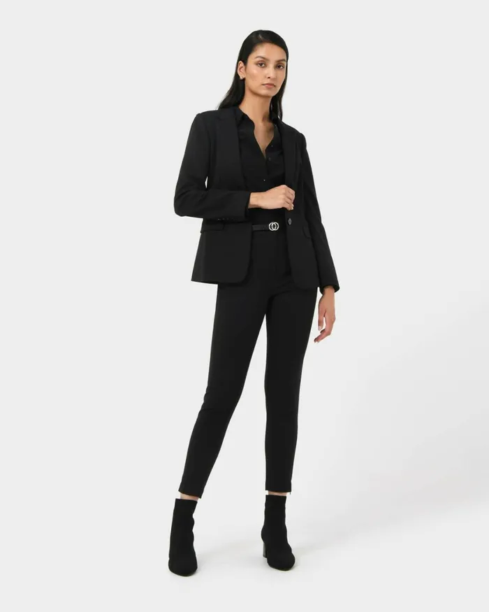 Forcast Karlie Slim Fit Trousers Black Women HighWaisted Pants