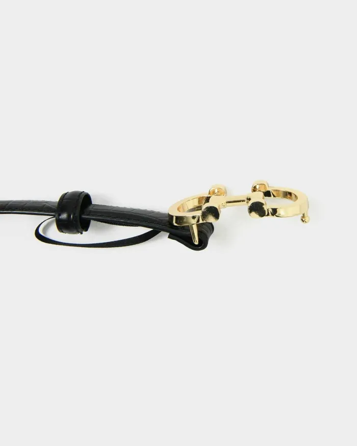 Forcast Karma Croc Leather Belt Black Women Belts