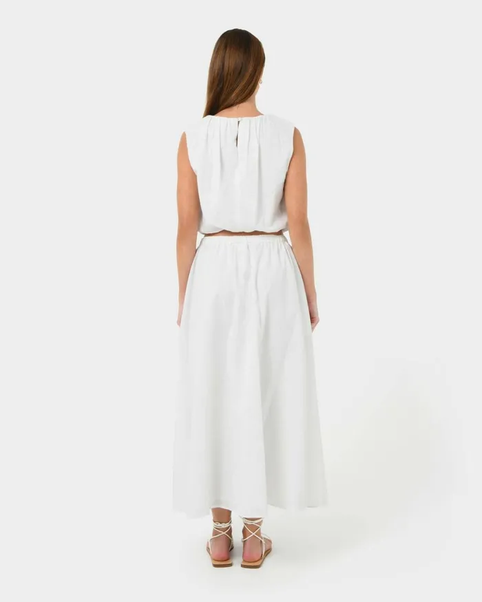 Forcast Kenya Linen Skirt Ivory Women Midi and Maxi Skirts