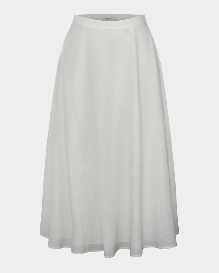 Forcast Kenya Linen Skirt Ivory Women Midi and Maxi Skirts