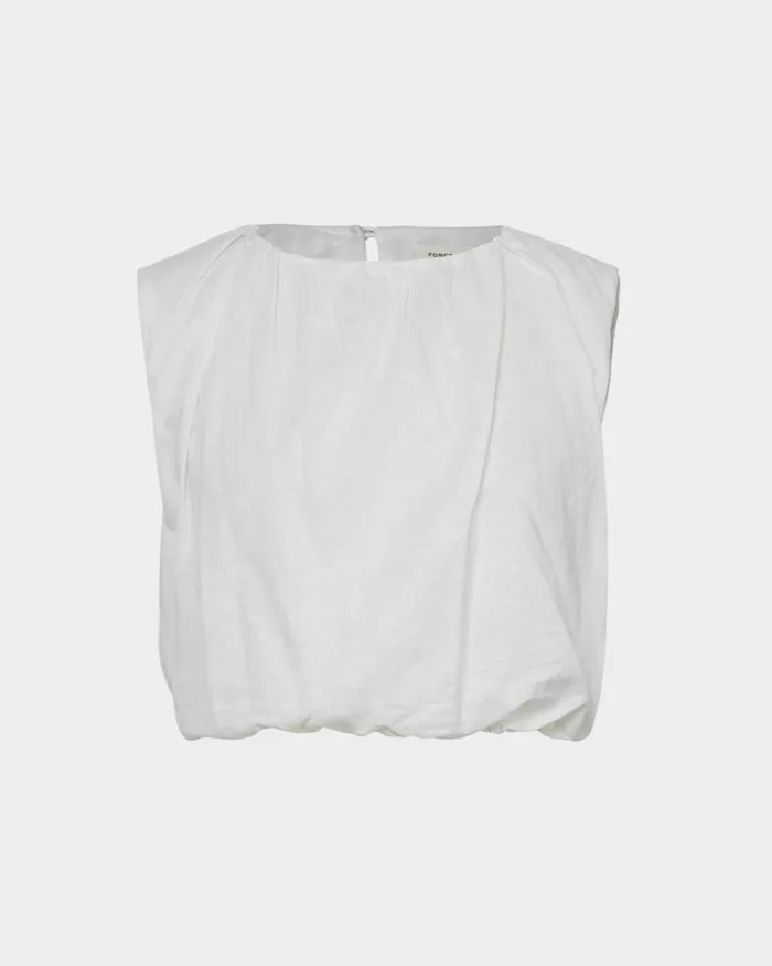 Forcast Kenya Rouched Linen Top Ivoryblack Women TShirts and Tops