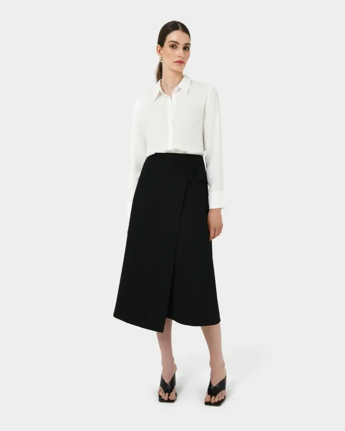 Forcast Kevin Relax Fit Crepe Shirt Black Women TShirts and Tops