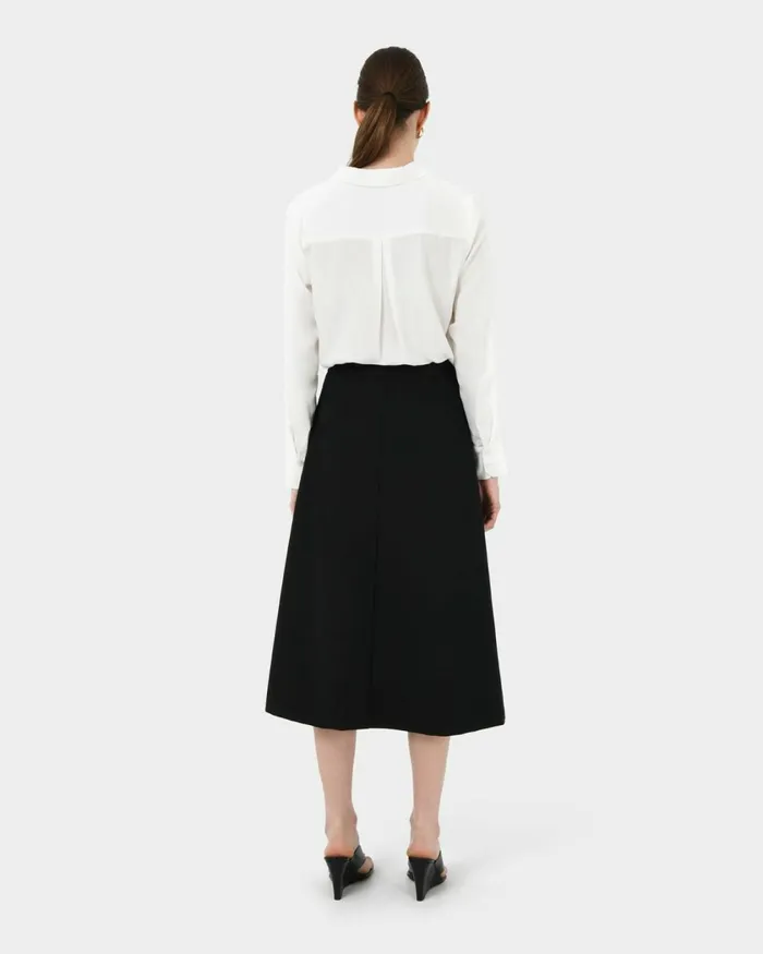 Forcast Kevin Relax Fit Crepe Shirt Black Women TShirts and Tops