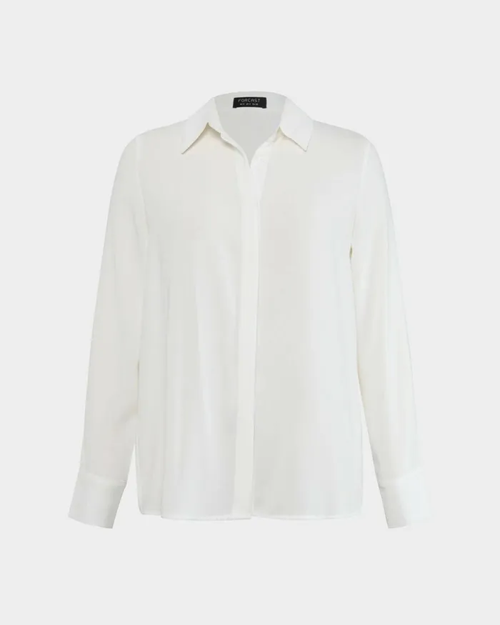 Forcast Kevin Relax Fit Crepe Shirt Black Women TShirts and Tops