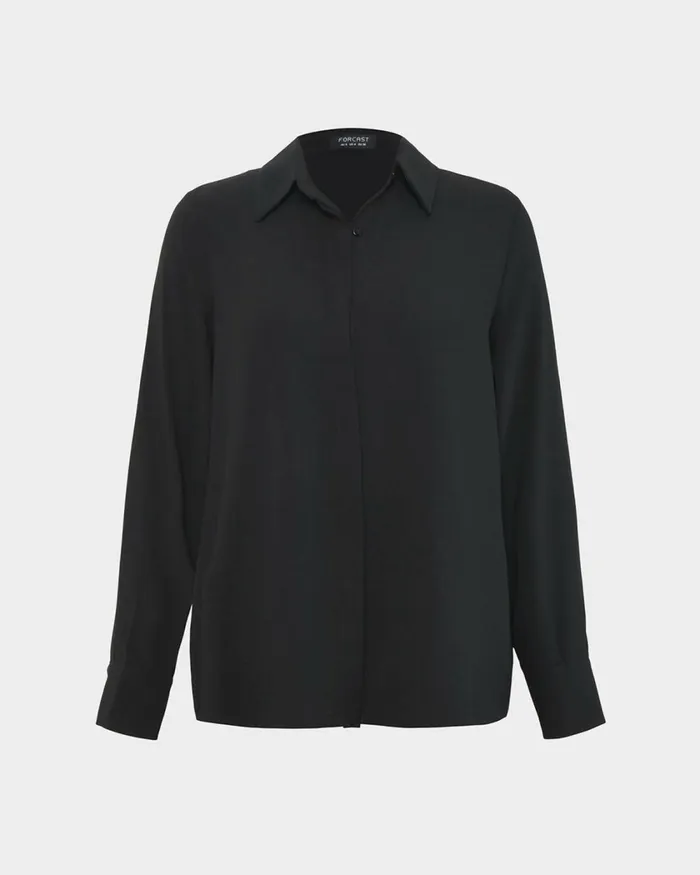 Forcast Kevin Relax Fit Crepe Shirt Black Women TShirts and Tops