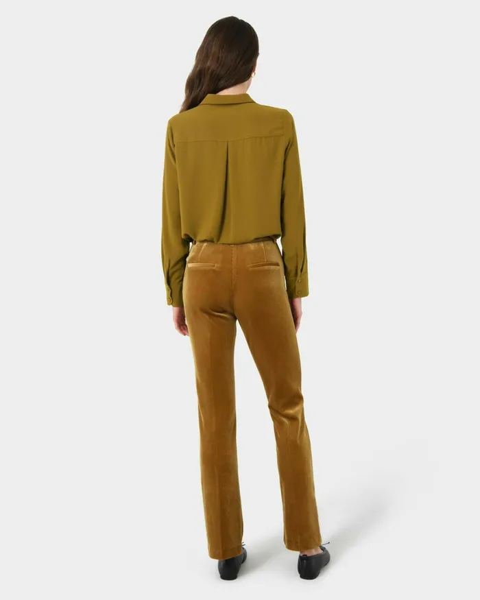 Forcast Kevin Relax Fit Crepe Shirt Dark Olive Women TShirts and Tops
