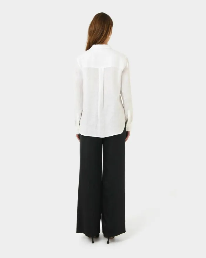 Forcast Khalo Linen Buttoned Shirt Whiteblack Women TShirts and Tops