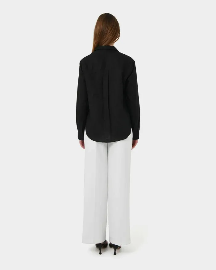 Forcast Khalo Linen Buttoned Shirt Whiteblack Women TShirts and Tops