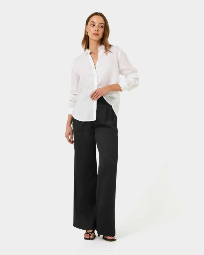 Forcast Khalo Linen Buttoned Shirt Whiteblack Women TShirts and Tops