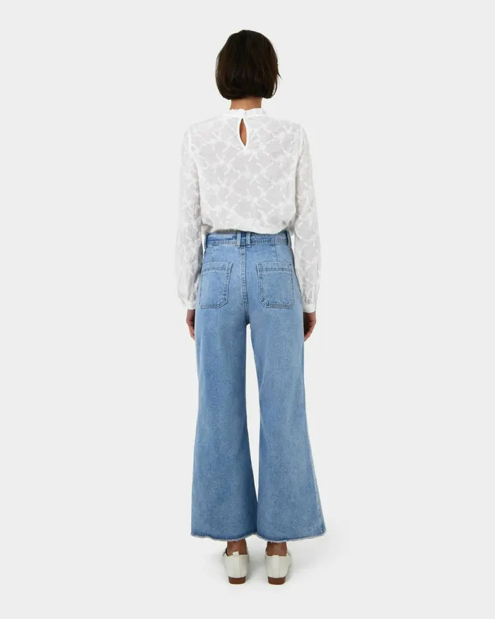 Forcast Khole Embroidery Blouse White Women TShirts and Tops