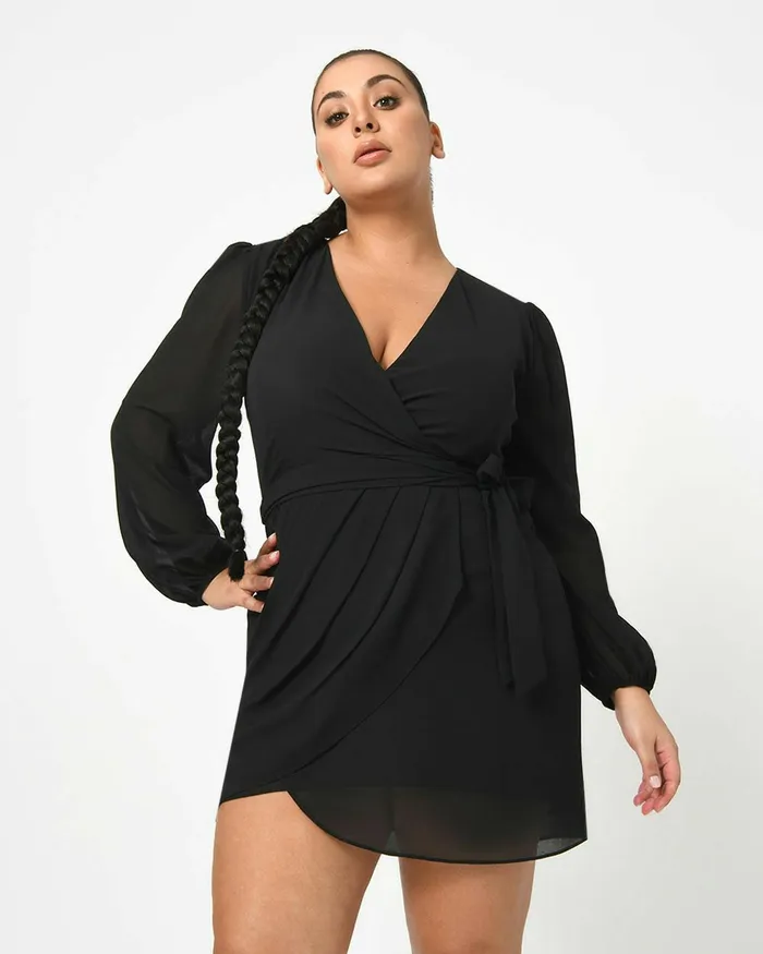 Forcast Kimora Crossover Dress Black Women Black Dresses