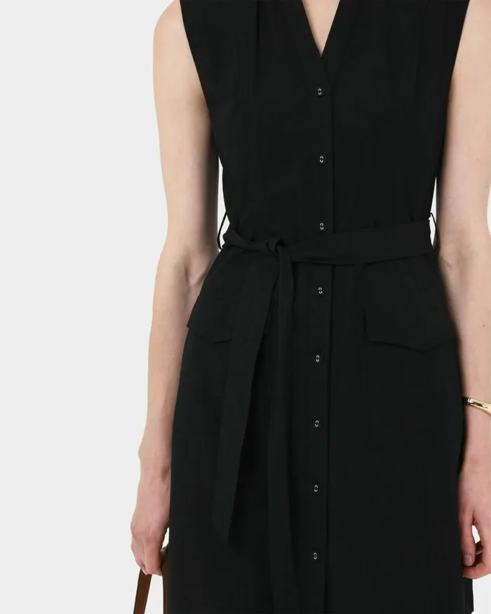 Forcast Kiran Utility Tie Dress Safari Beigeblack Women Mini Dresses