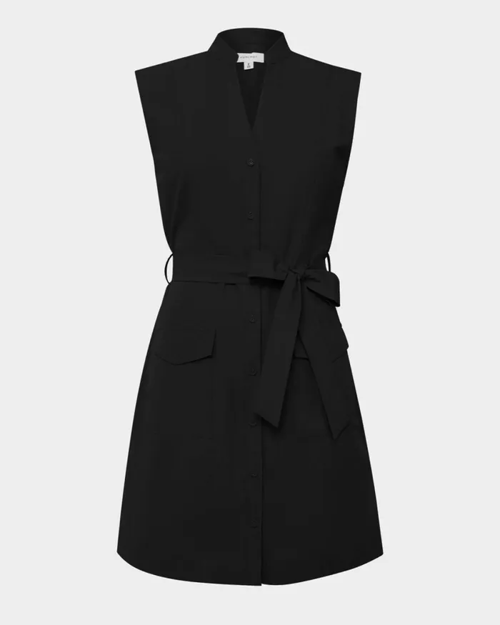 Forcast Kiran Utility Tie Dress Safari Beigeblack Women Mini Dresses