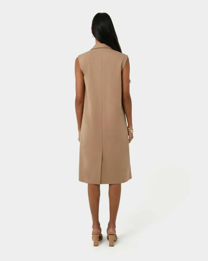 Forcast Kiya Longline Sleeveless Vest Latteblack Women TShirts and Tops