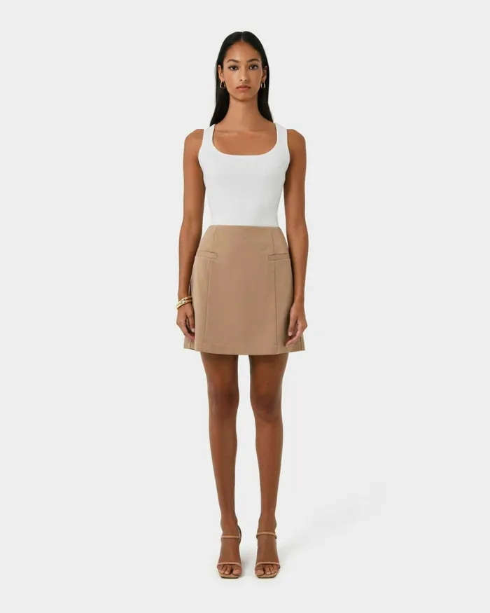 Forcast Kiya Panel Skirt Latteblack Women Mini Skirts